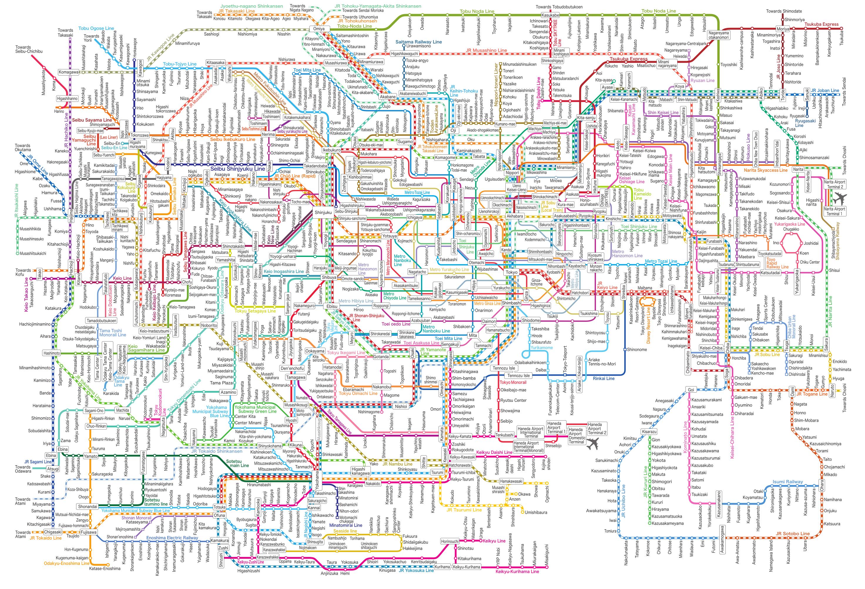 Tokyo Train Station Map Map Of Tokyo Train: Railway Lines And Railway Stations Of Tokyo